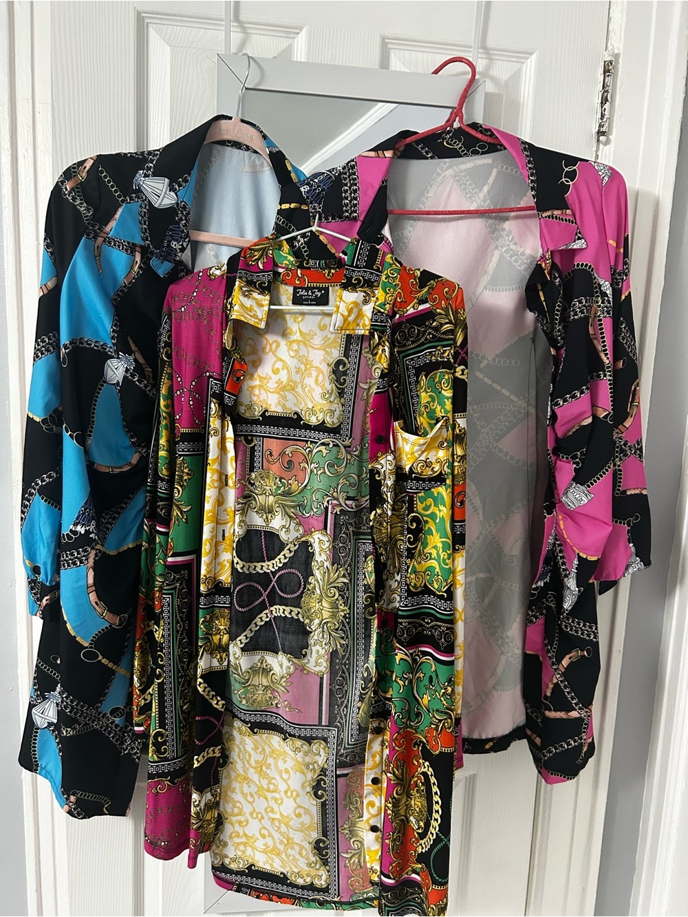 Versace-Inspired Baroque Print Satin Shirt - Multi/Black/Pink